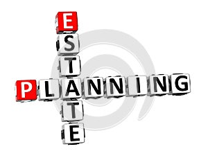 3D Crossword Estate Planning on white background