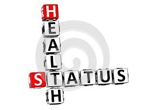 3D Crossword Health Status on white background