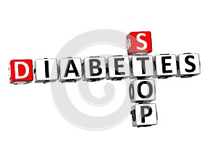 3D Crossword Stop Diabetes on white background