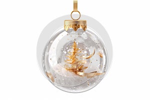 3d Crystal Christmas ball with sparkles on a light background