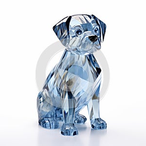 3d Crystal Glass Dog Figurine - Swarovski Blue Dogs World