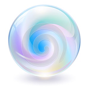 3D crystal, glass sphere with abstract spiral shape inside