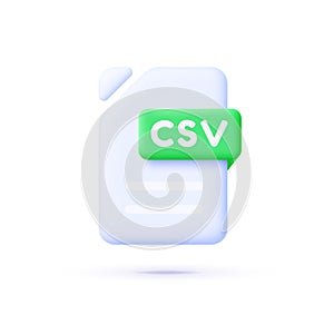 3d csv file for web design on white background. Vector 3d illustration