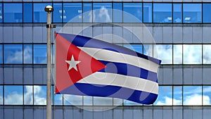 3D, Cuban flag waving in the wind. Close up of Cuba banner blowing soft silk