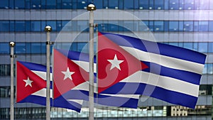 3D, Cuban flag waving in the wind. Close up of Cuba banner blowing soft silk