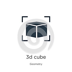 3d cube icon vector. Trendy flat 3d cube icon from geometry collection isolated on white background. Vector illustration can be