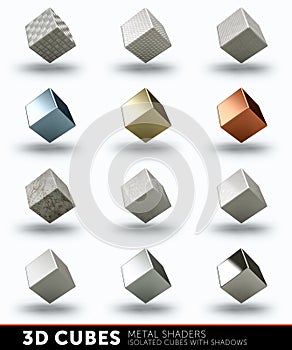 3D cubes with metal textures