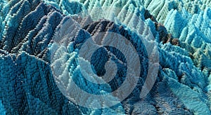 3d Cubic crystal topographical environment in abstract sea blue colours