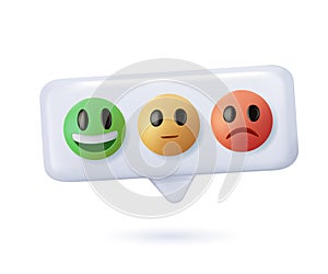 3D Customer feedback, review service. Satisfaction rate UI icon. Feedback in cartoon 3d style. Good feedback concept. 3d