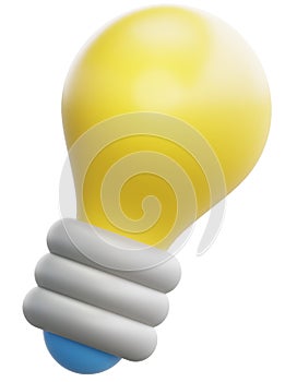 3d cute light bulb icon. Use on business creative idea