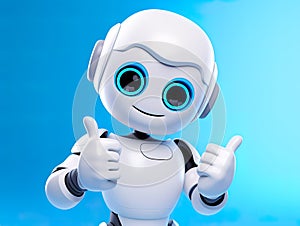 3D cute robot character, exuding an adorable and friendly persona.
