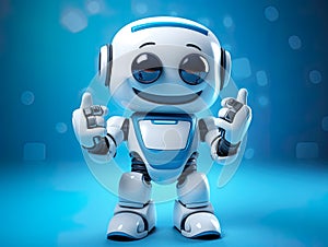 3D cute robot character, exuding an adorable and friendly persona.