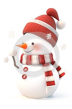 3D cute and simple snowman character, which can be use as christmas decoration