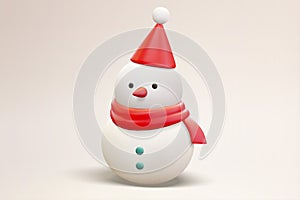 3d cute snowman with Xmas hat