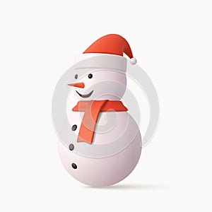 3d cute snowman with Xmas hat