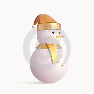 3d cute snowman with Xmas hat