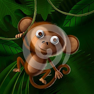 3d cute toy monkey character illustration