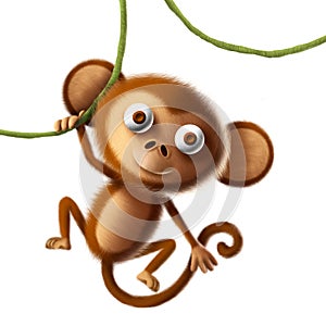 3d cute toy monkey character illustration