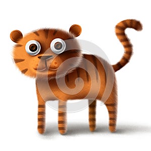 3d cute toy tiger character illustration