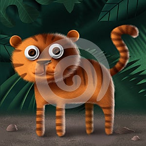 3d cute toy tiger character illustration