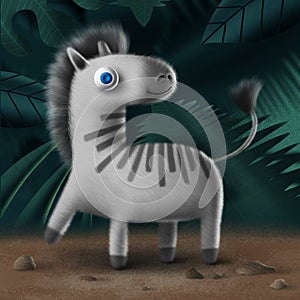 3d cute toy zebra character illustration