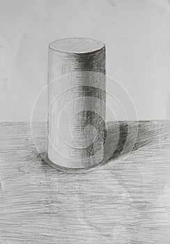 3D cylinder pencil sketch