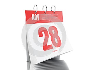 3d Day calendar with date November 28, 2017