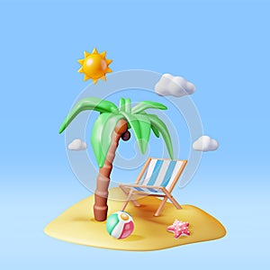 3D Deck Chair, Swim Ball, Starfish and Palm Tree.