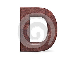 3D decorative Brown polished wooden Alphabet, capital letter D.