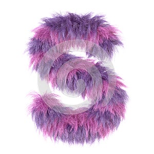 3d decorative cartoon animal purple fur letter S