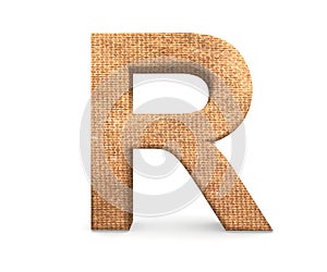 3D decorative Letter from an burlap Alphabet, capital letter R.