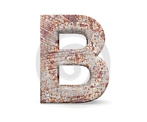 3D decorative Letter from an old rusty metal Alphabet, capital letter B.