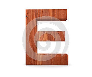 3D decorative wooden Alphabet, capital letter E.