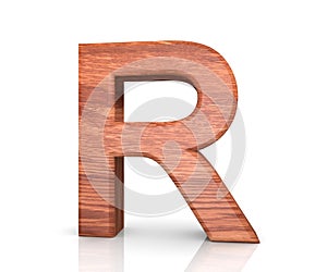 3D decorative wooden Alphabet, capital letter R.