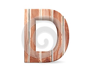 3D decorative wooden Alphabet from planks, capital letter D.