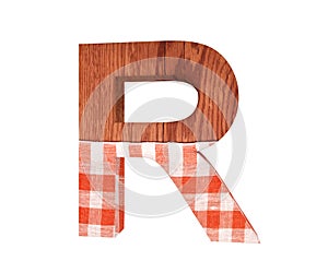 3D decorative wooden with kitchen tablecloth Alphabet, capital letter R.