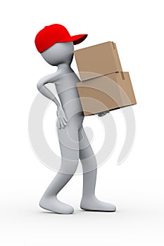 3d delivery man having back pain
