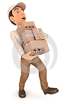 3d delivery man overworked