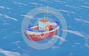 3d design illustration with isometric view on the middle of the sea