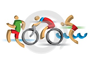 3D design stylized Triathlon athletes