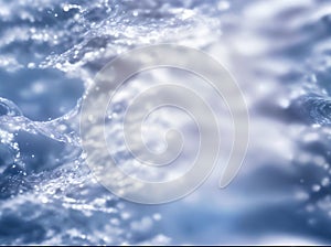 3D detailed illustration of a drop of water. Blue bokeh background