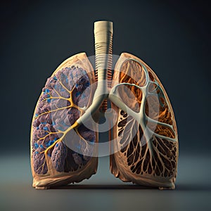 3D Detailed lungs organ human biology anatomy