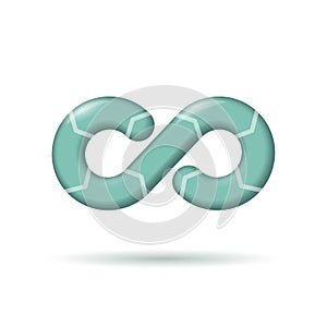 3D Devops software development operations infinity symbol. Realistic cartoon programmer administration system life cycle