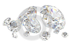 3d diamonds on white