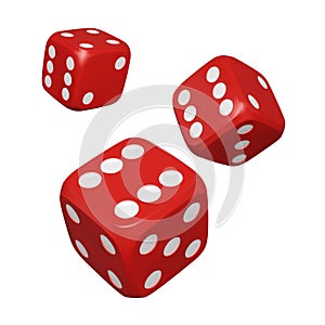 3d Dice. Realistic red craps. Casino and betting background. Vector