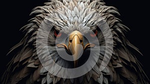 3d Digital Eagle Head With Intense Red Face