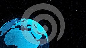 3D Digital orbital earth in cyberspace showing concept of network technology