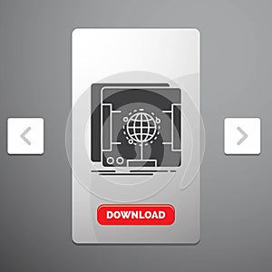 3d, dimensional, holographic, scan, scanner Glyph Icon in Carousal Pagination Slider Design & Red Download Button