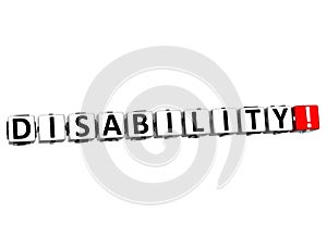 3D Disability Button Click Here Block Text