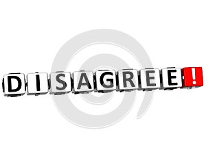 3D Disagree Button Click Here Block Text